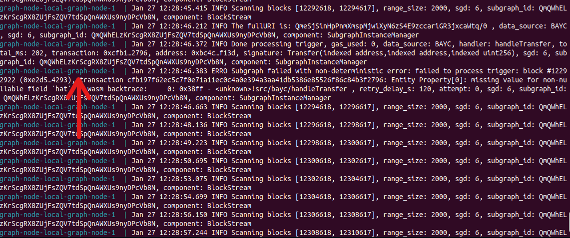 First instance of the entity failed to index