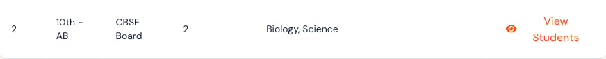Example section row with subject assignments and View Students.