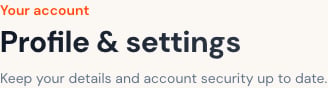 Profile and settings header for account details and security.