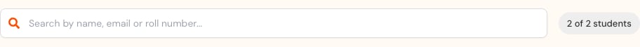 Student submission search and result count.