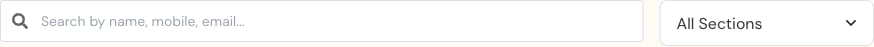 Teacher search and section filter.