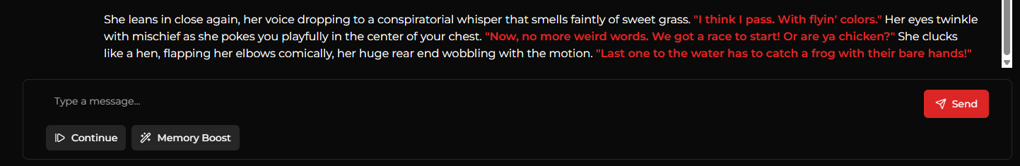 Memory Boost toggle button in chat bar