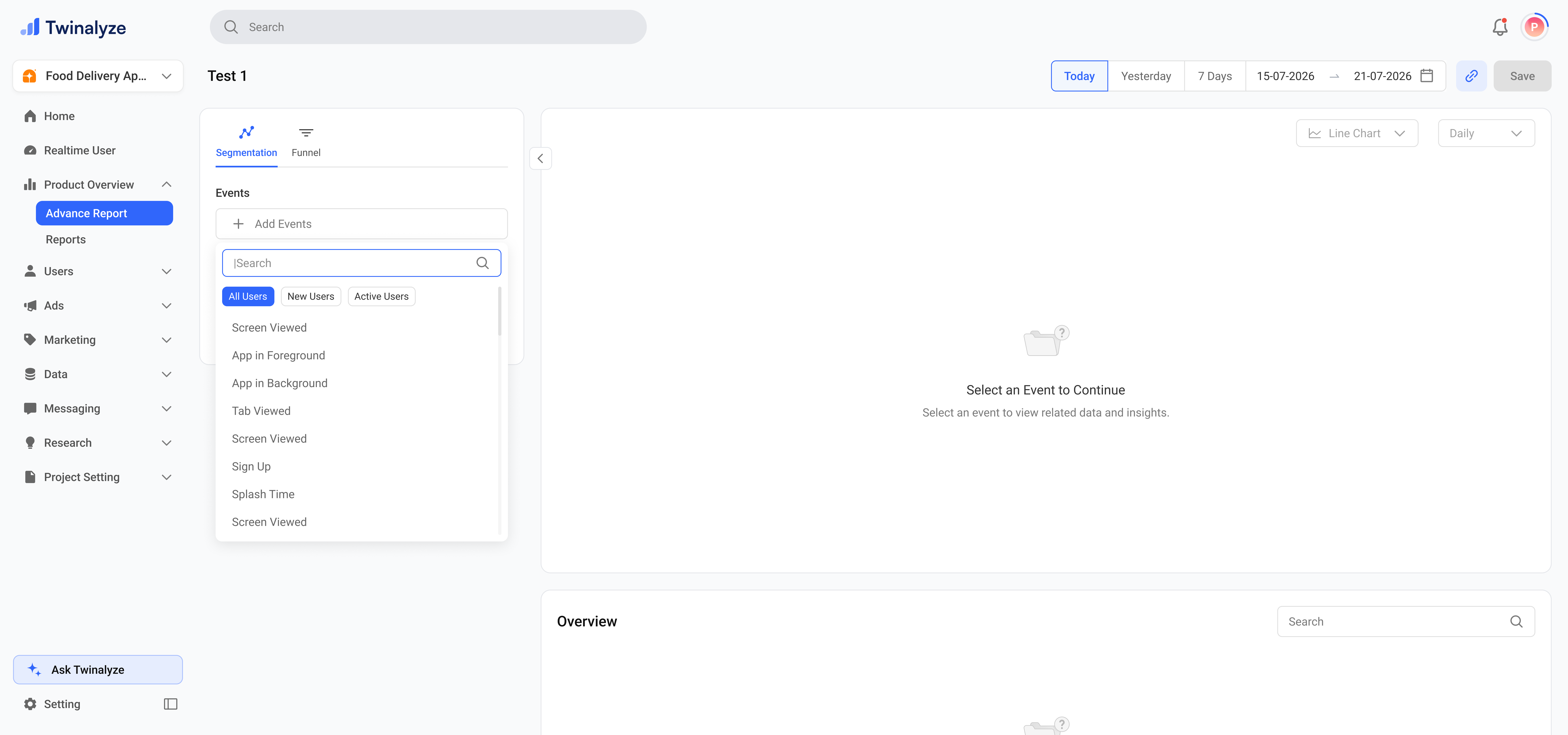 Advanced Report Segmentation with selected event