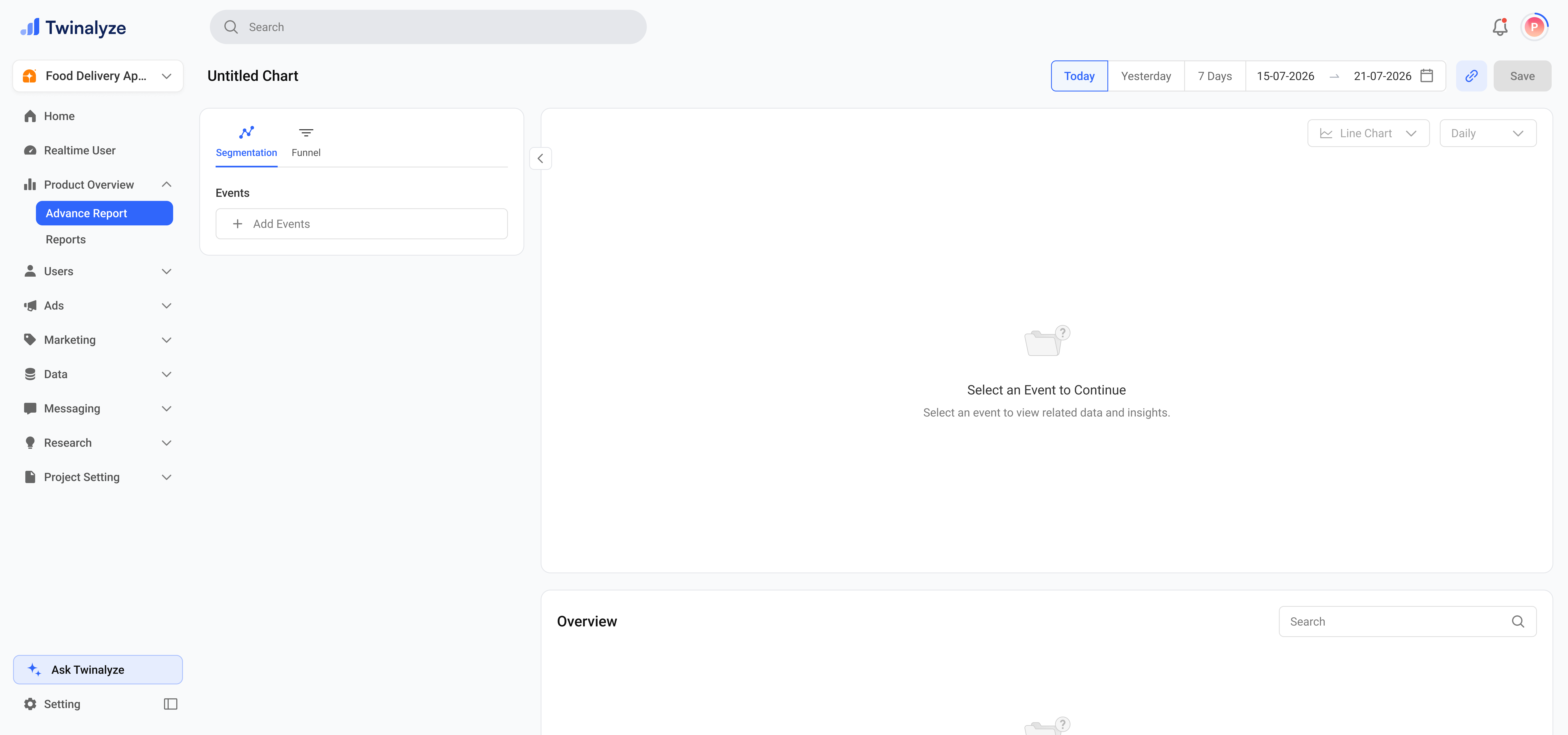 Advanced Report Segmentation starting view
