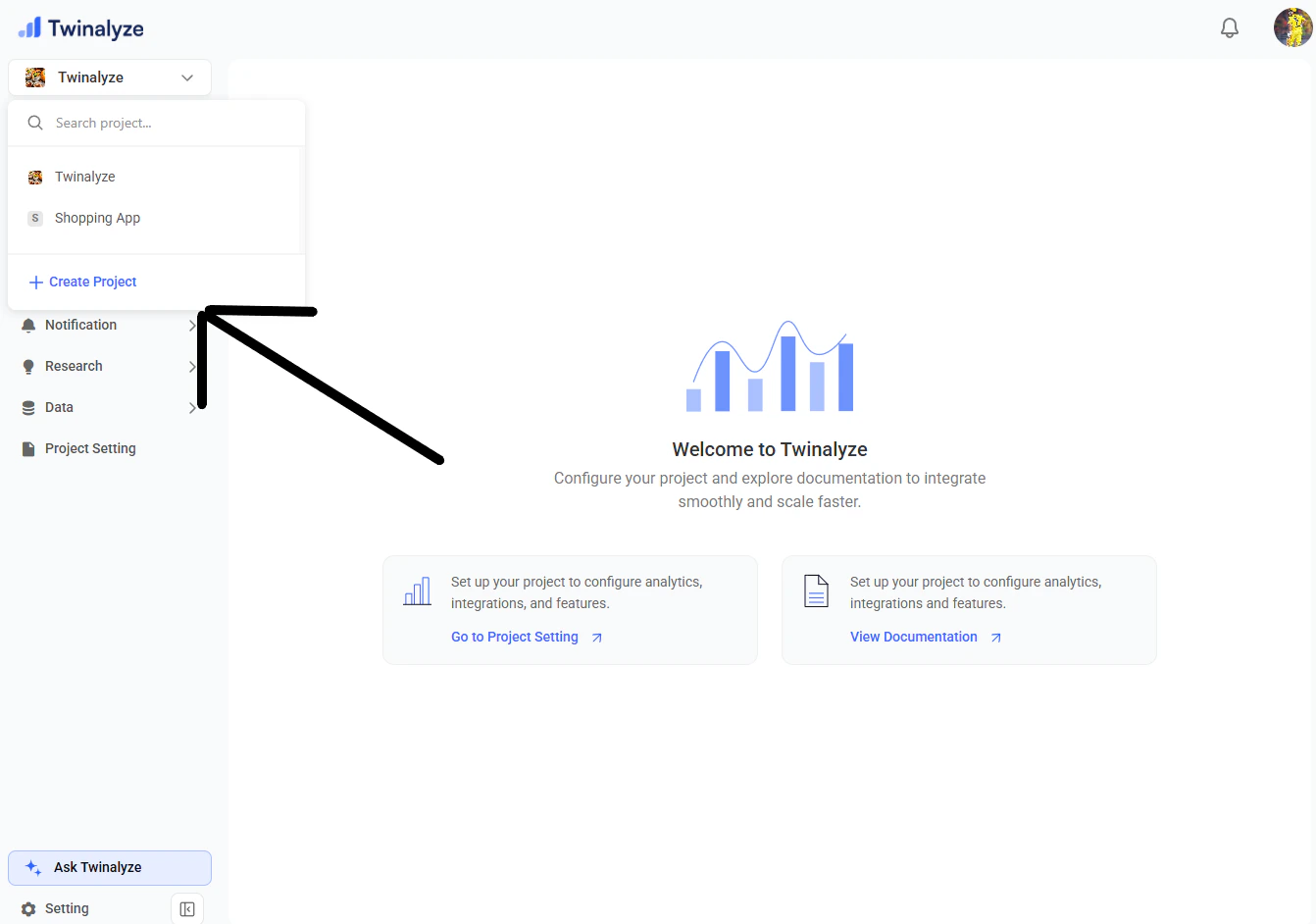 Create Web project screen