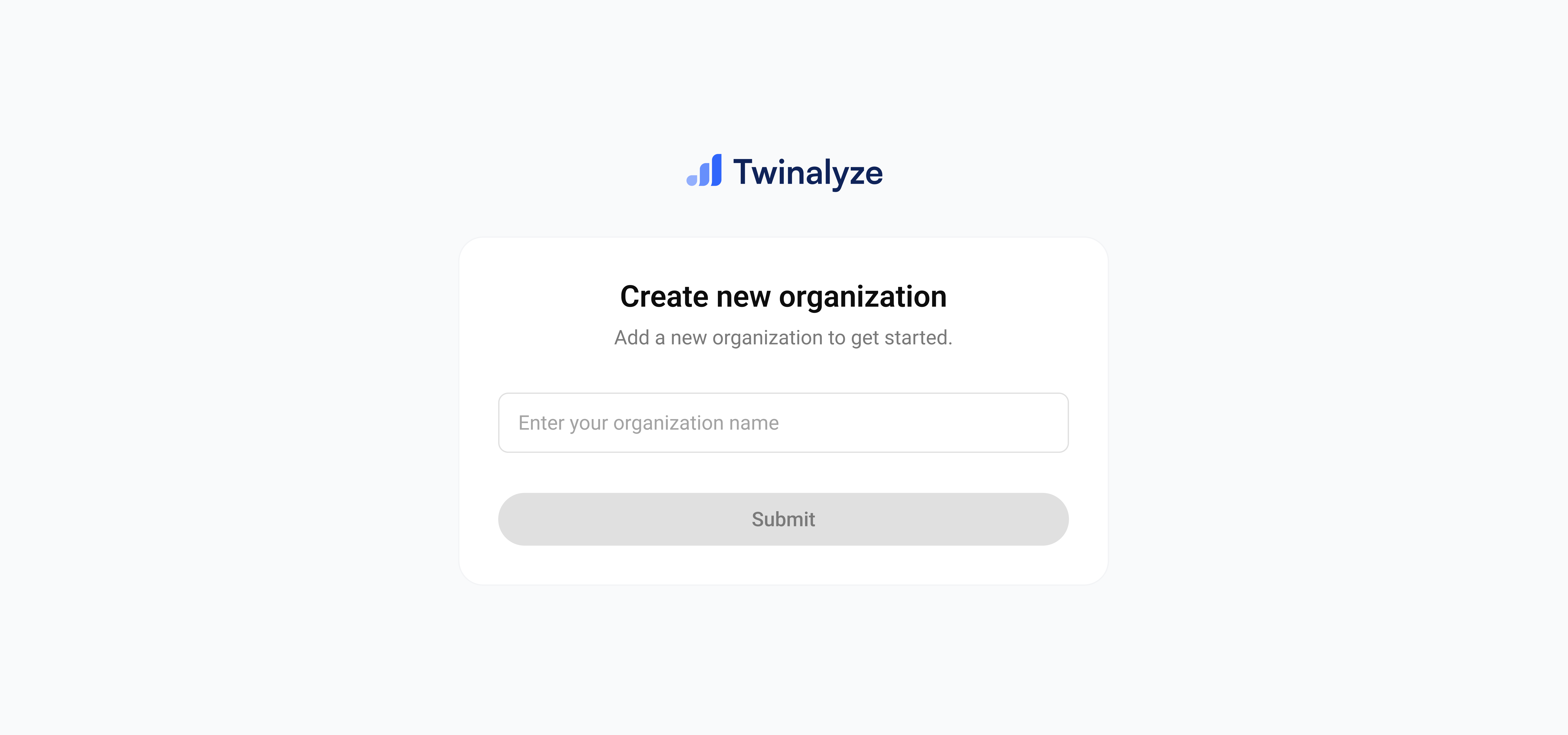 Create a Twinalyze organization