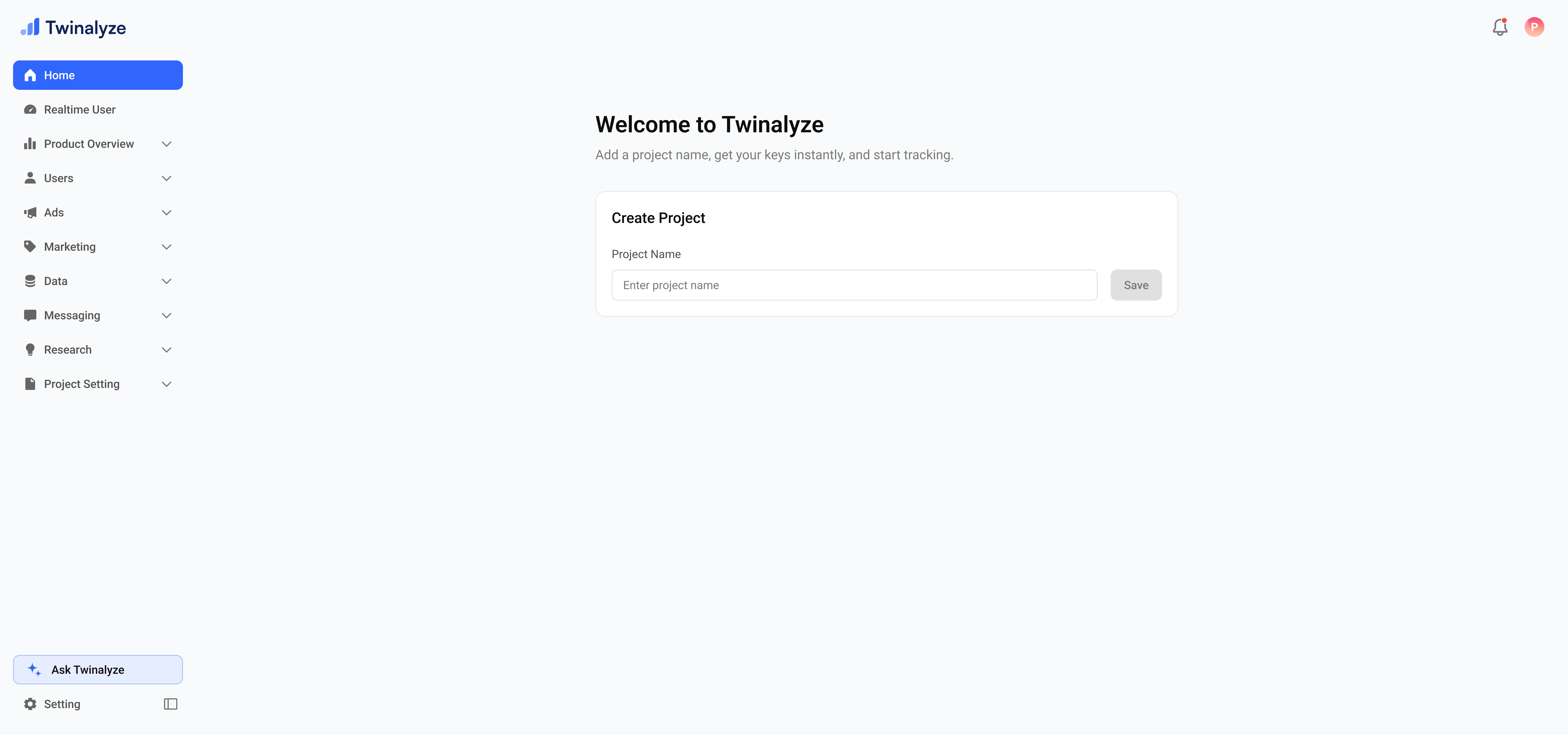 Twinalyze dashboard