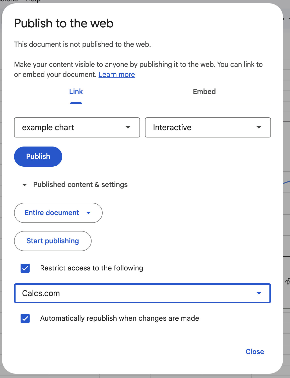 Publishing entire document