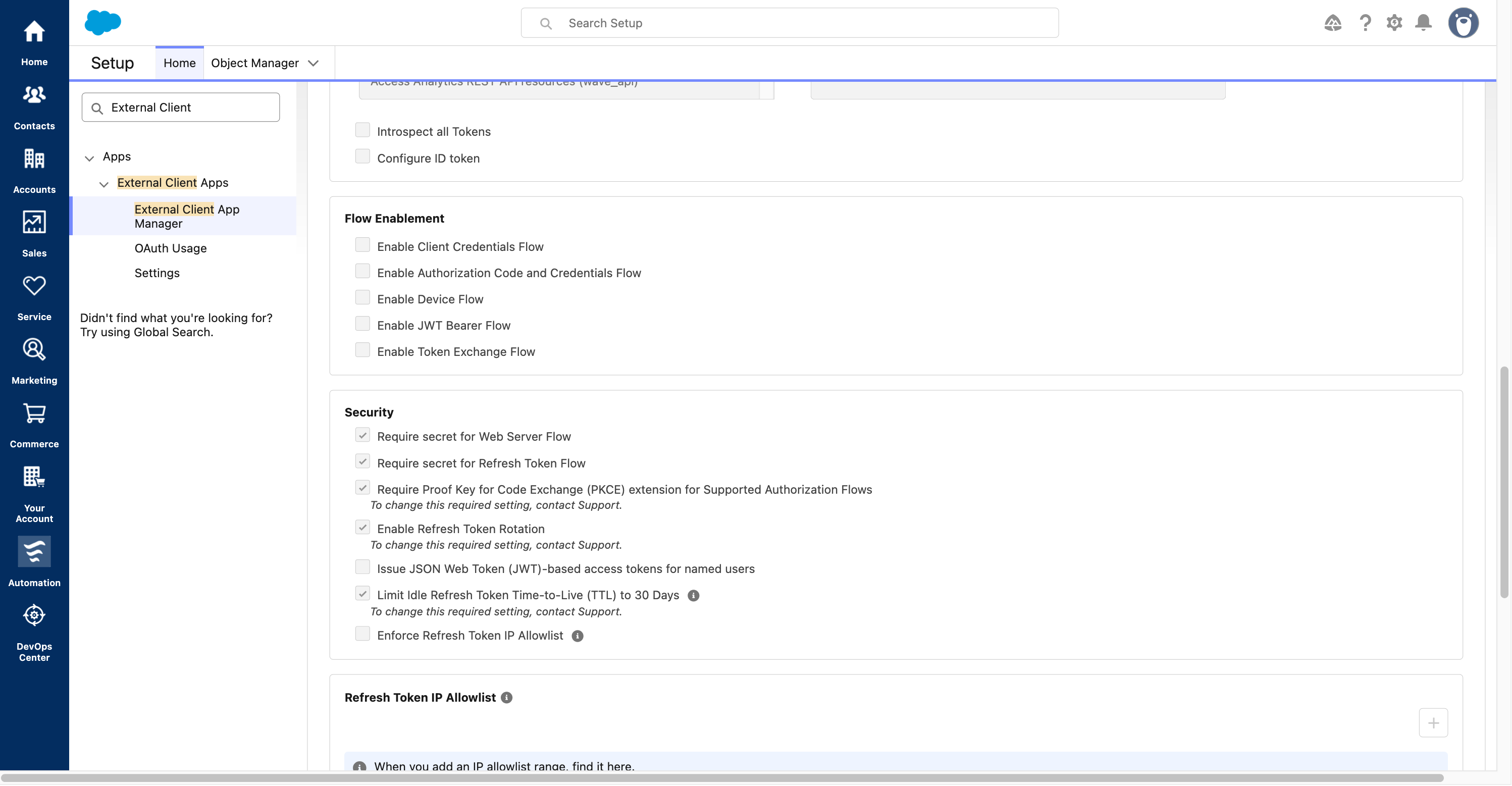 Keep client-secret requirements, PKCE, and refresh-token rotation enabled.
