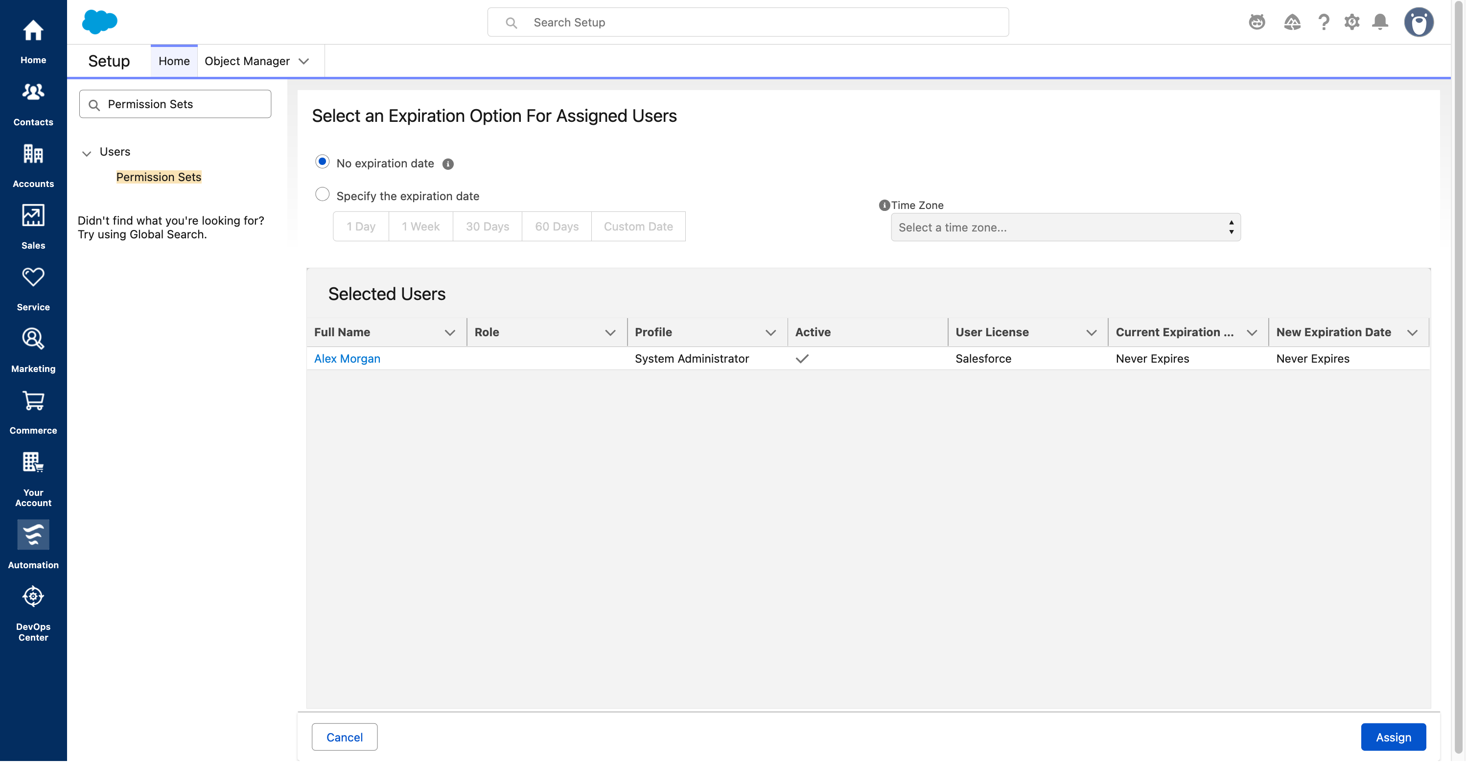 Choose an assignment expiration that follows your organization’s policy.