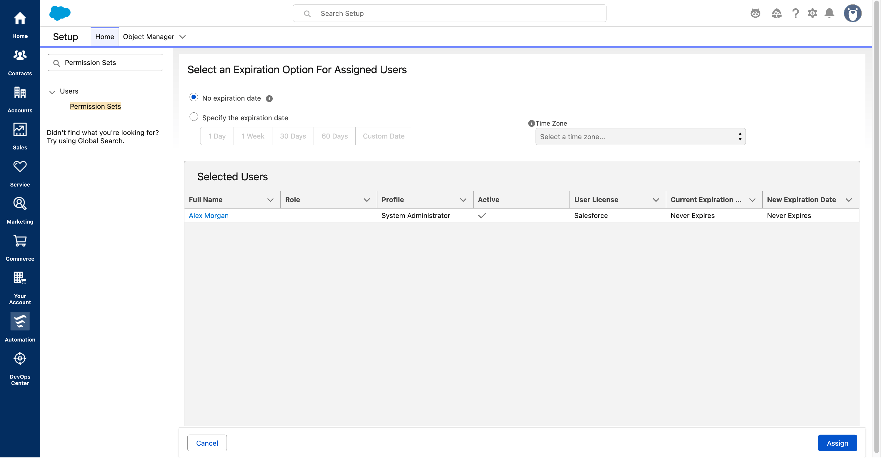 Choose an assignment expiration that follows your organization’s policy.