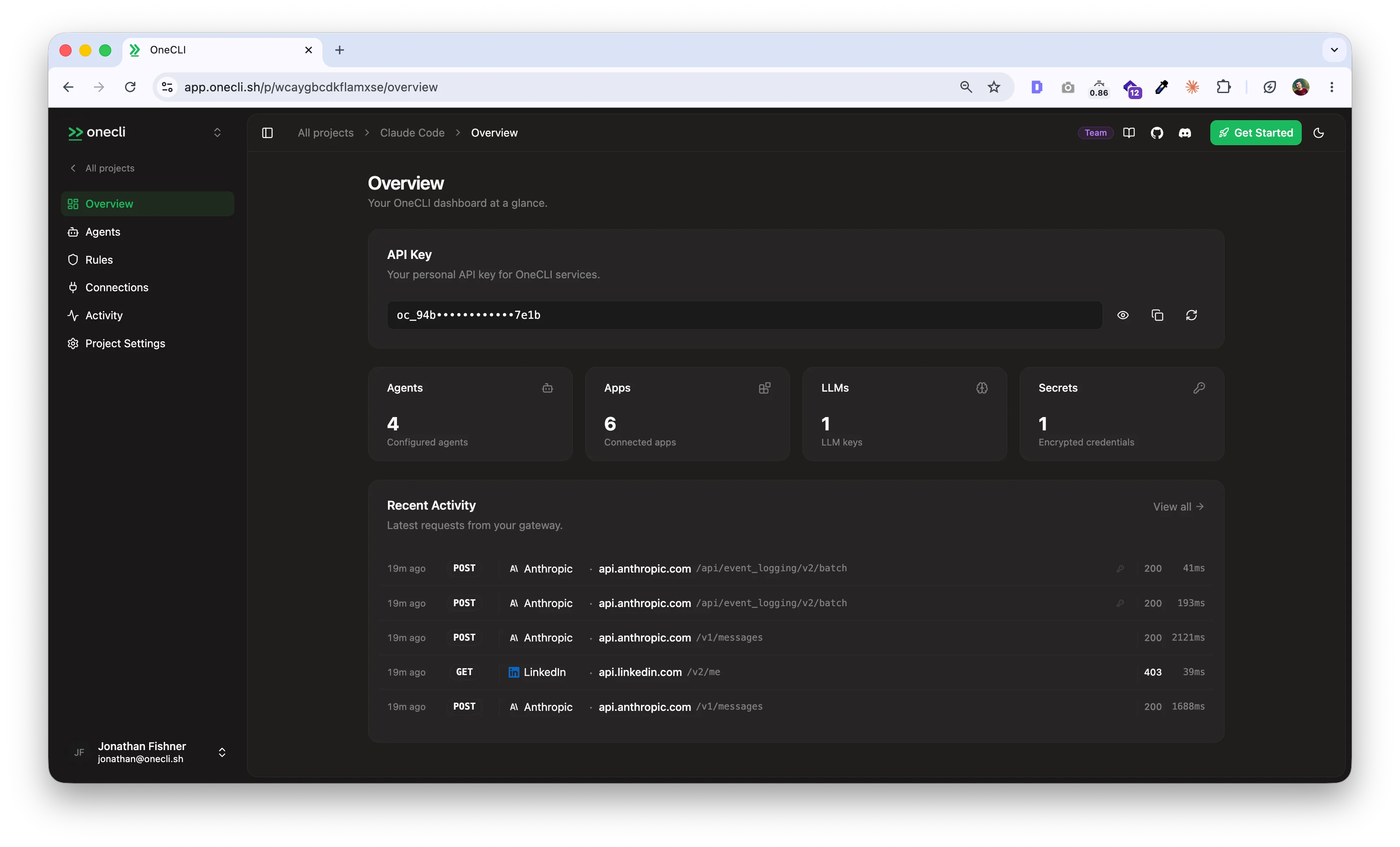 OneCLI Dashboard