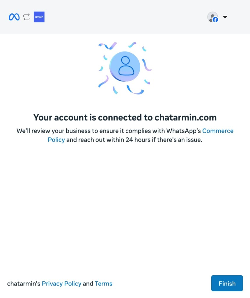 WhatsApp Business-Konto erfolgreich mit Chatarmin verbunden