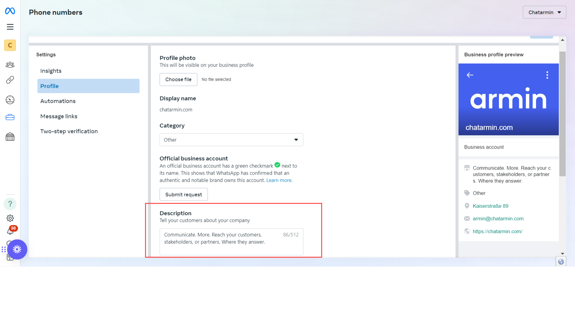 Chatarmin help center image