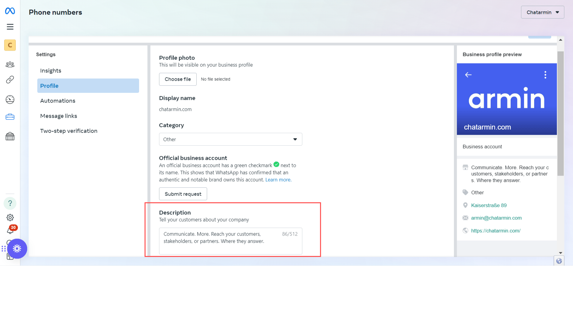 Chatarmin help center image