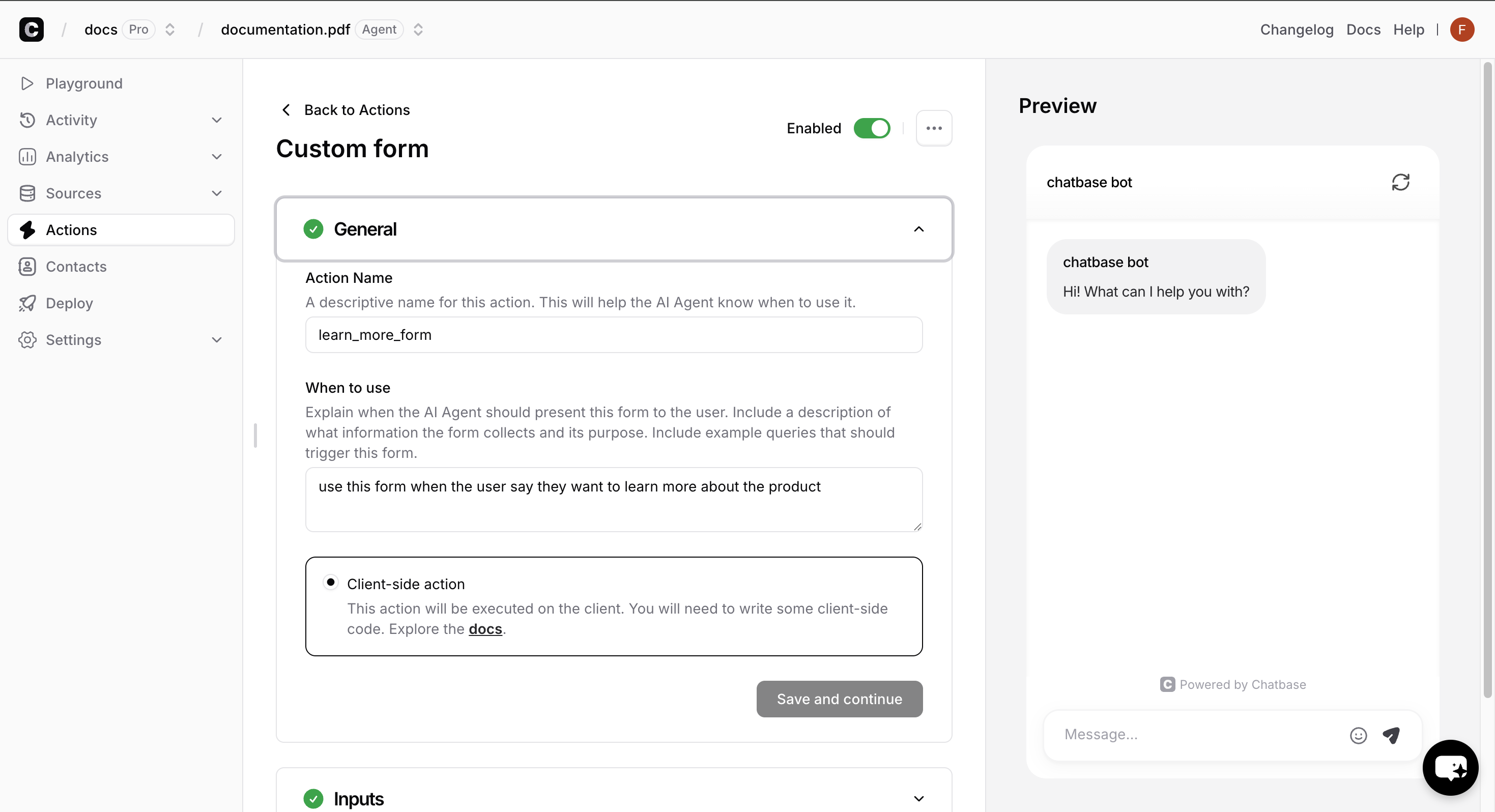 Custom form when to use interface