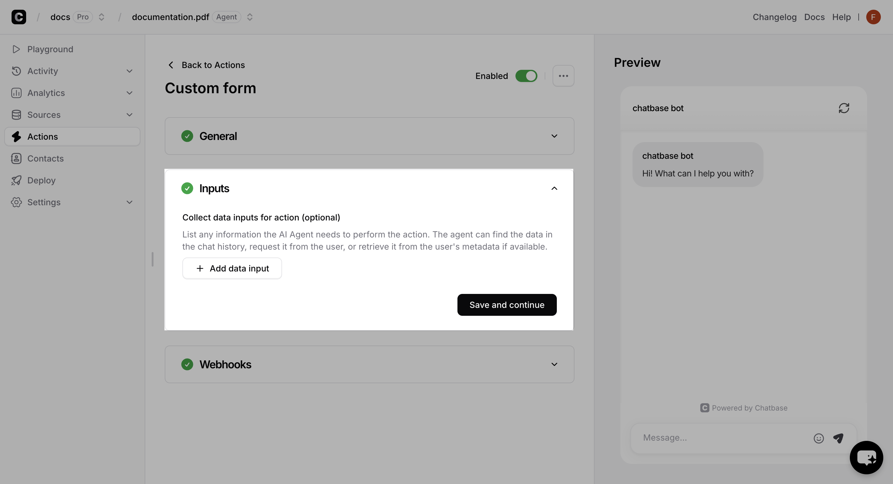 Custom form args interface