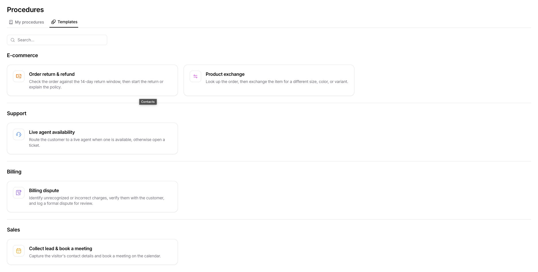 Procedure templates gallery
