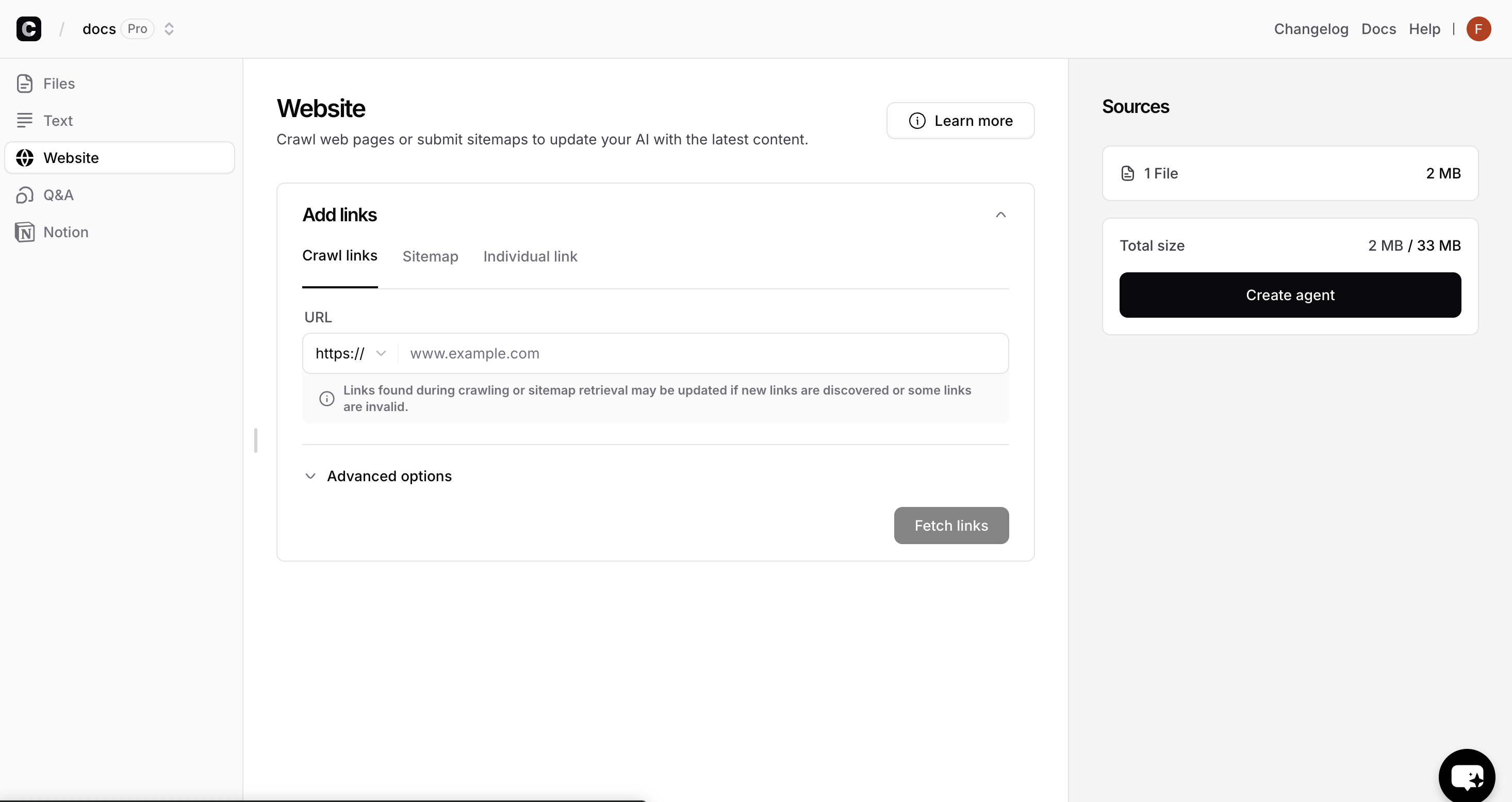 Sources tab with Text option selected and a text being added