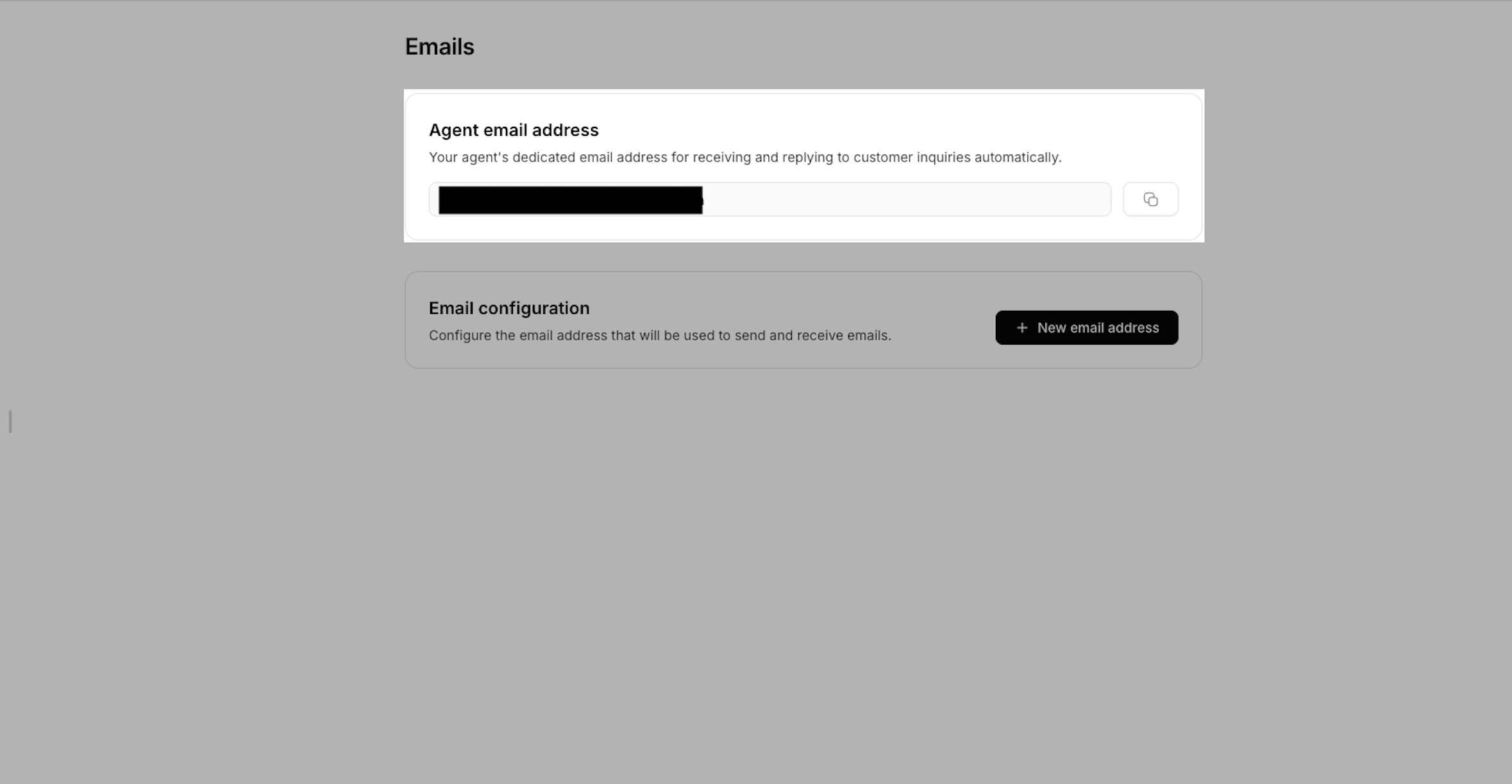 Agent email address displayed in Email settings