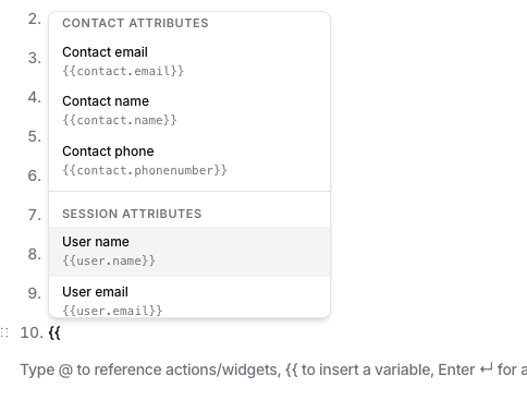 Inserting a variable token in a step