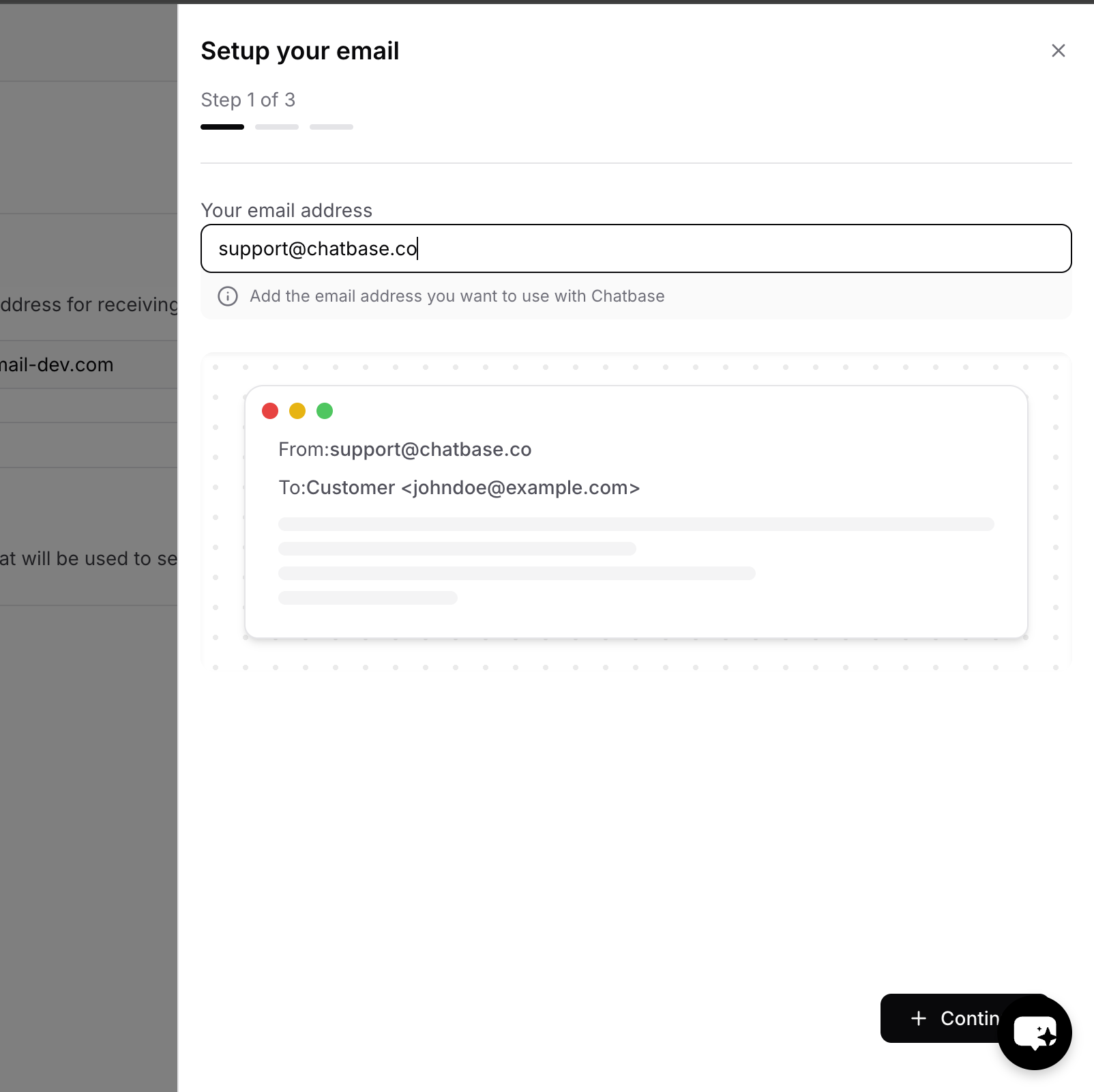 Enter email address dialog