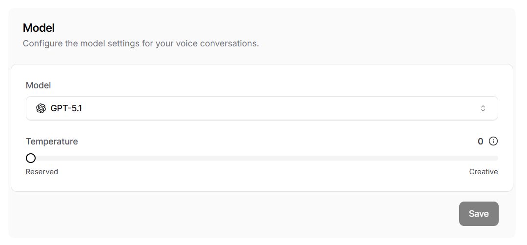 Voice model settings