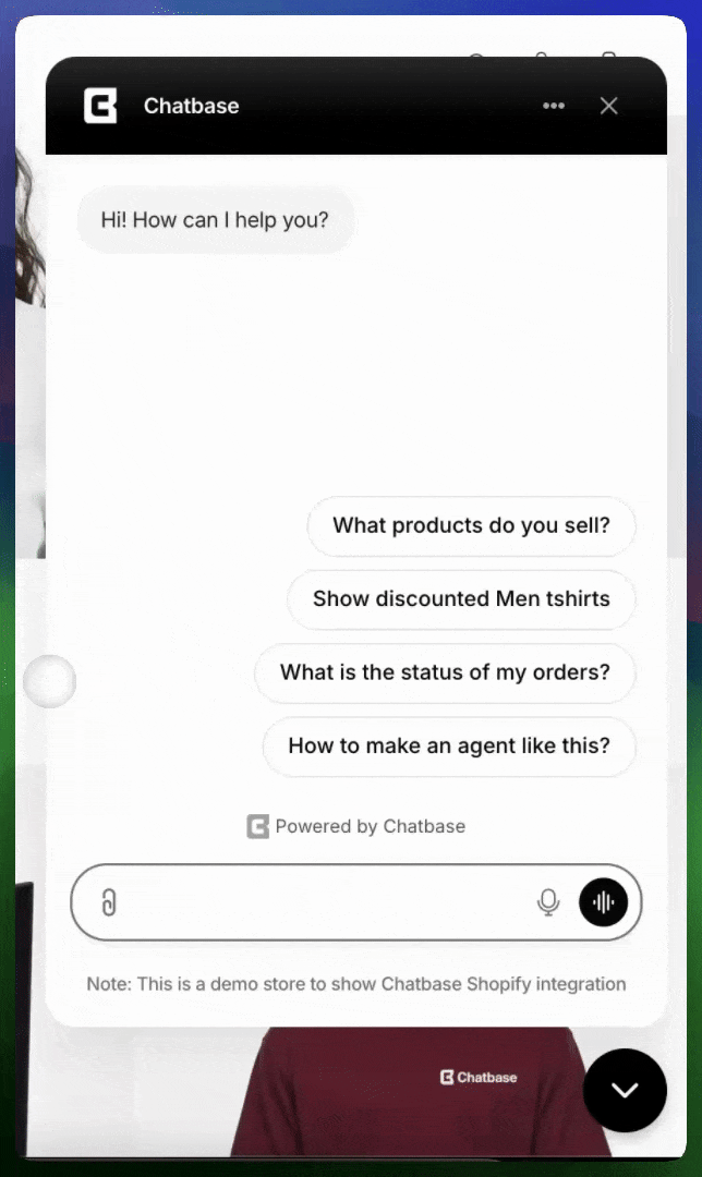 Get Products The agent returning products from the catalog in chat