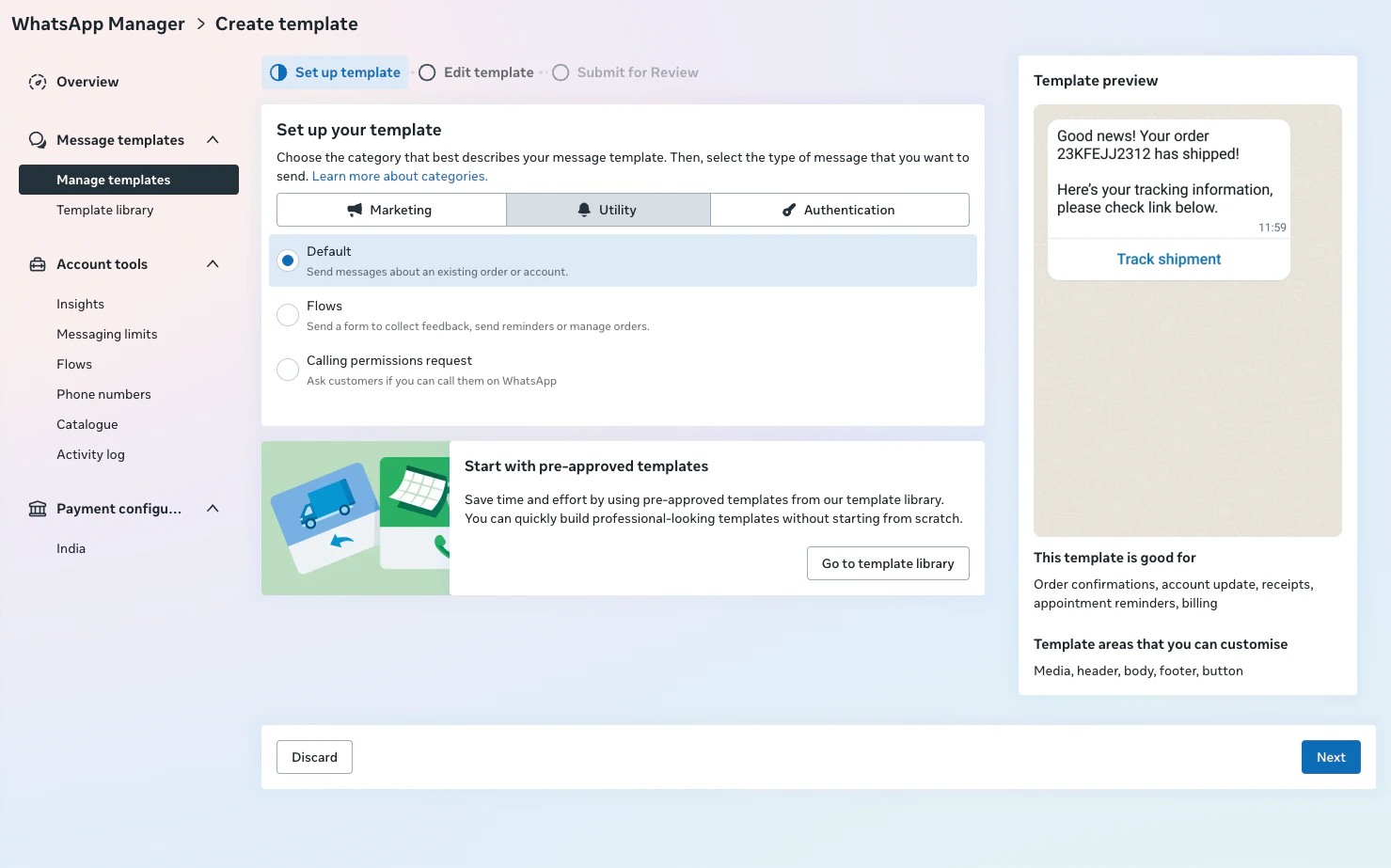 Choose template category