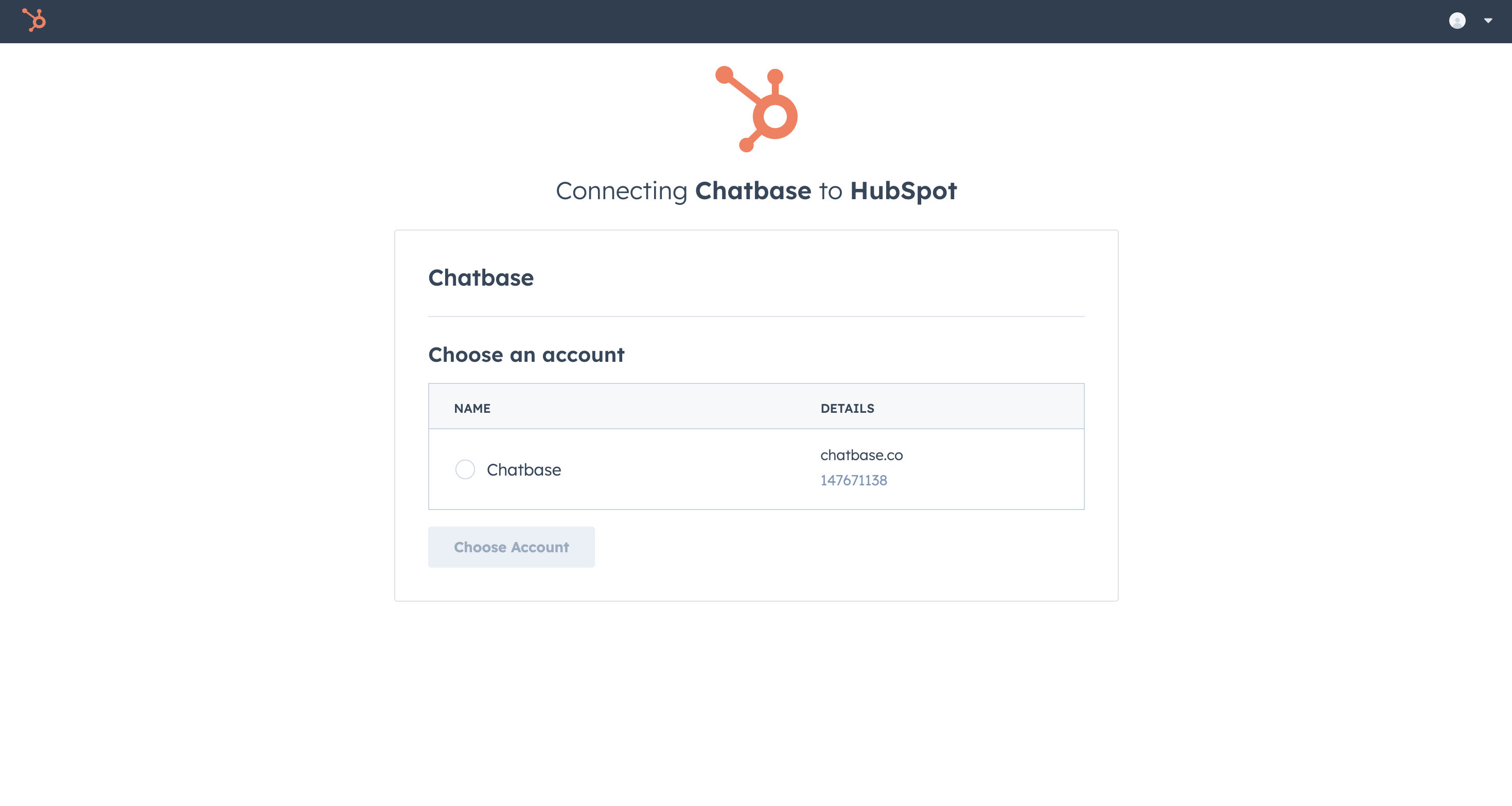 HubSpot OAuth page