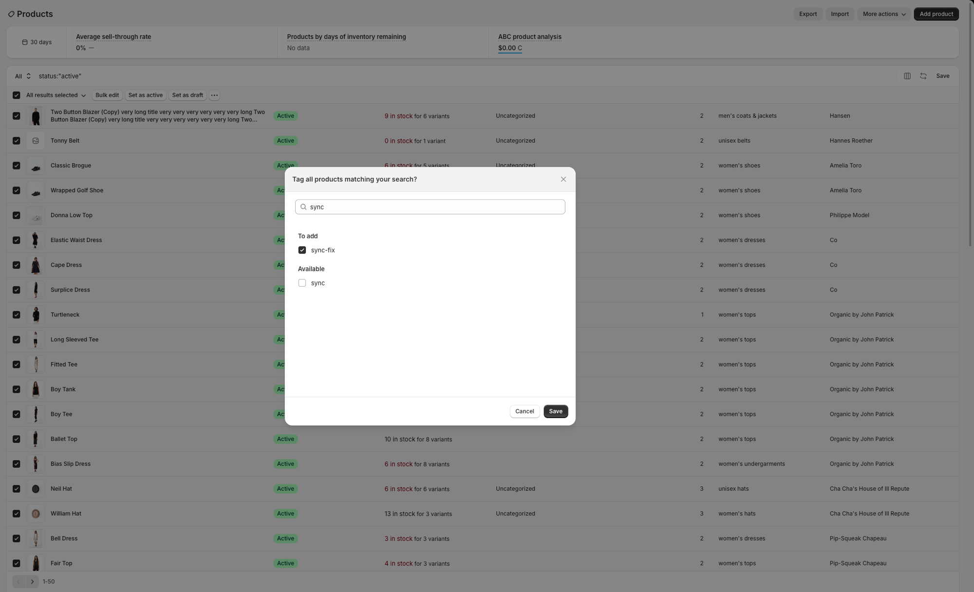 Add tag dialog to trigger sync