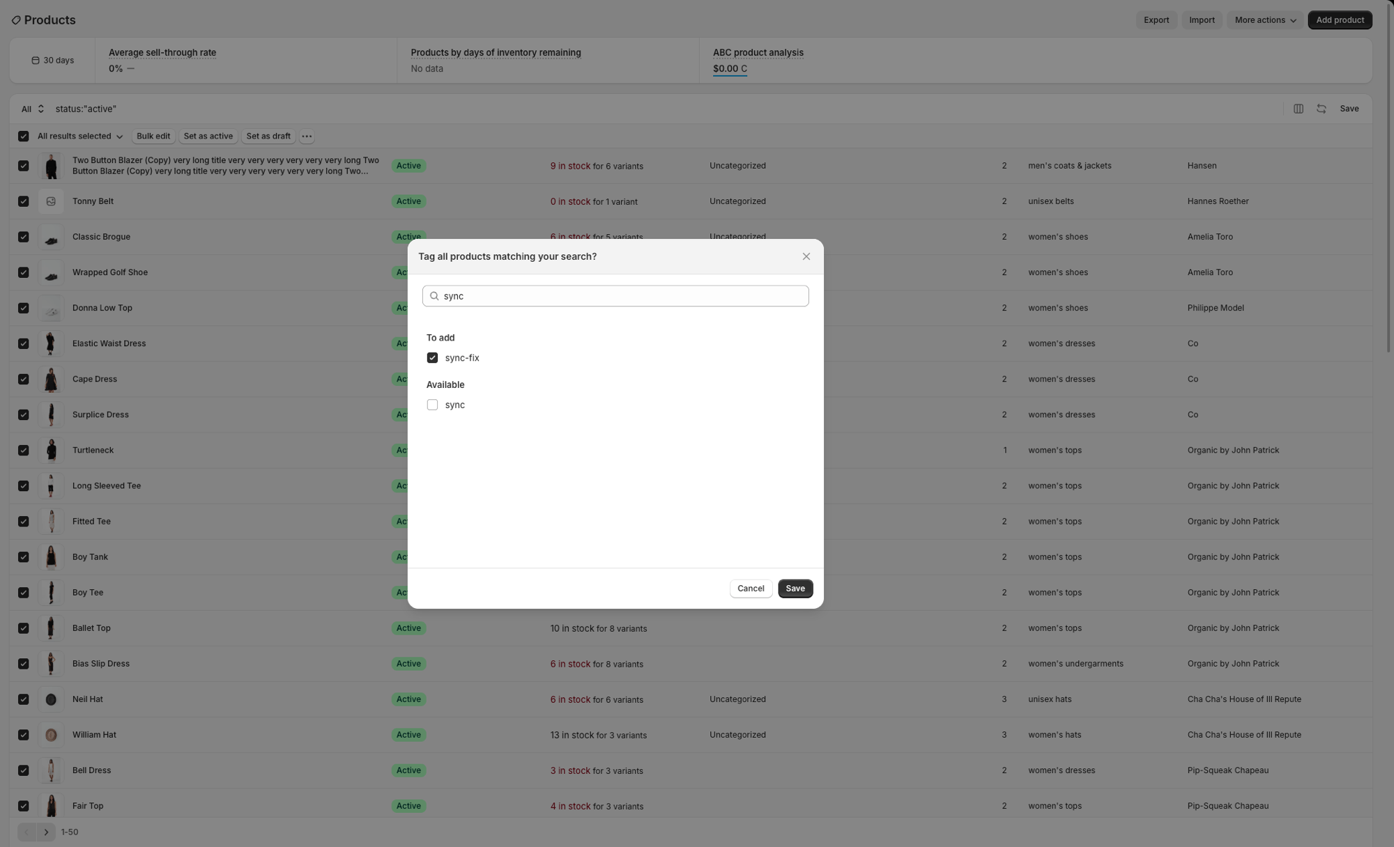 Add tag dialog to trigger sync