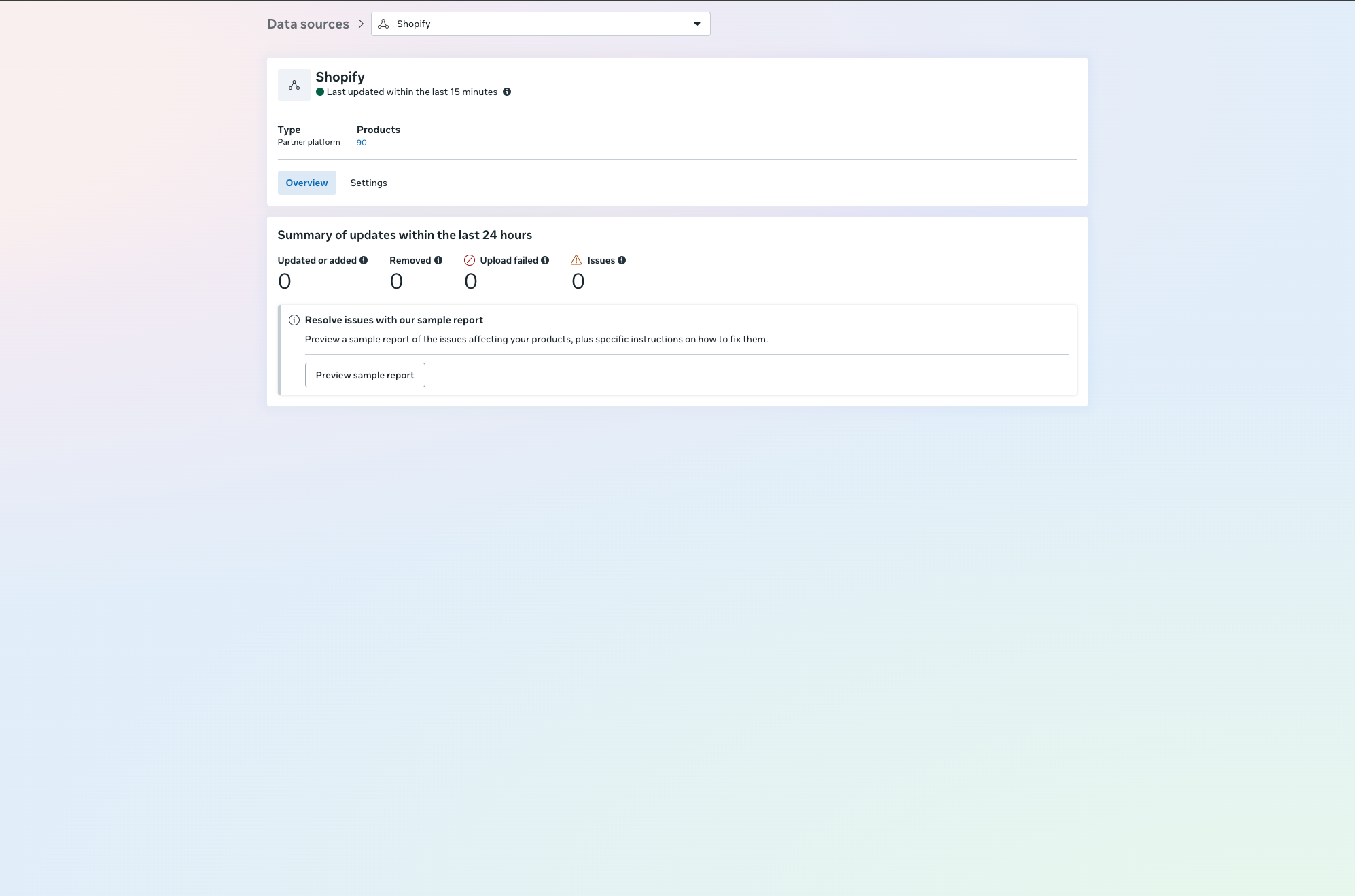 Commerce Manager showing synced products