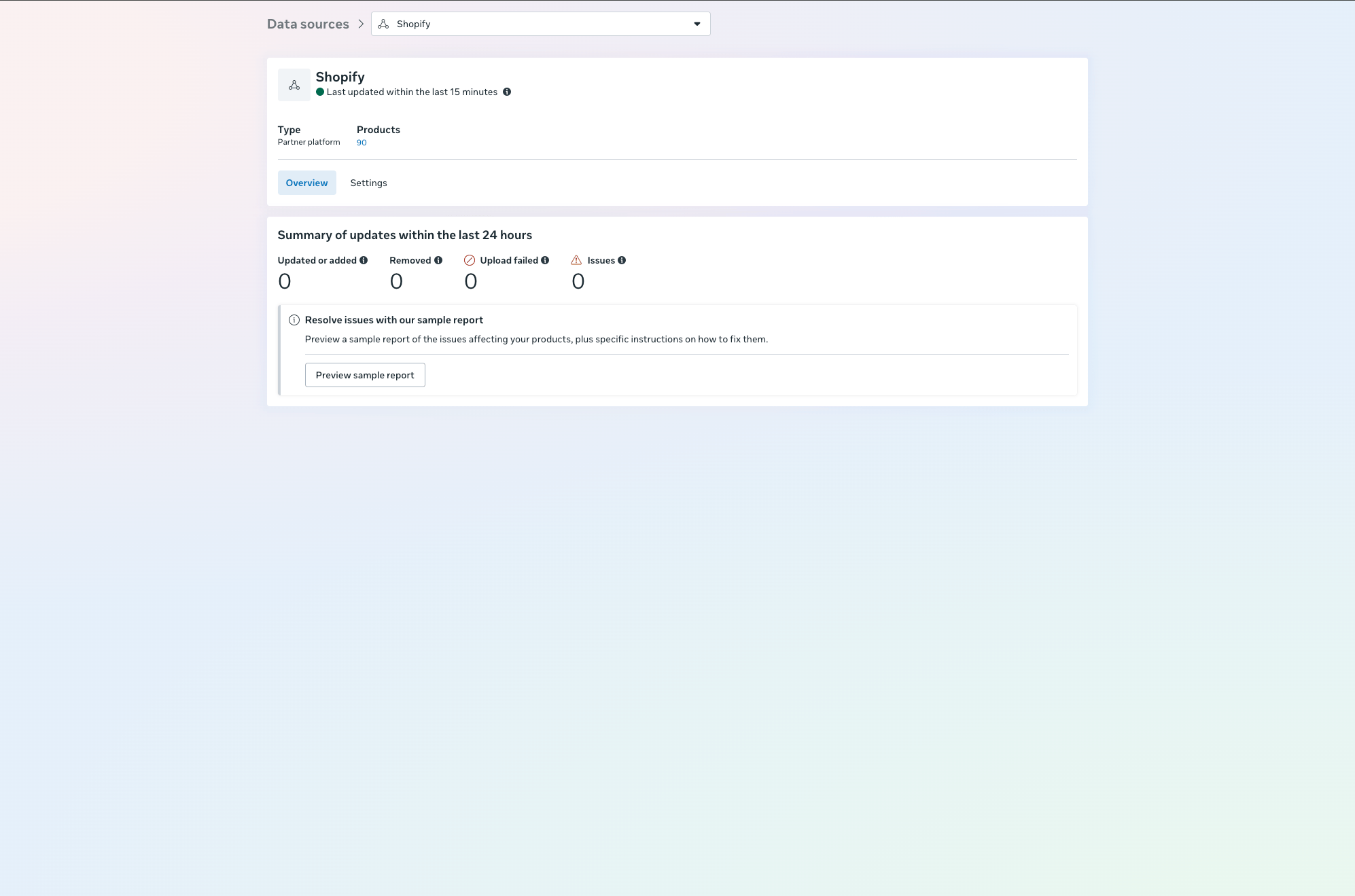Commerce Manager showing synced products