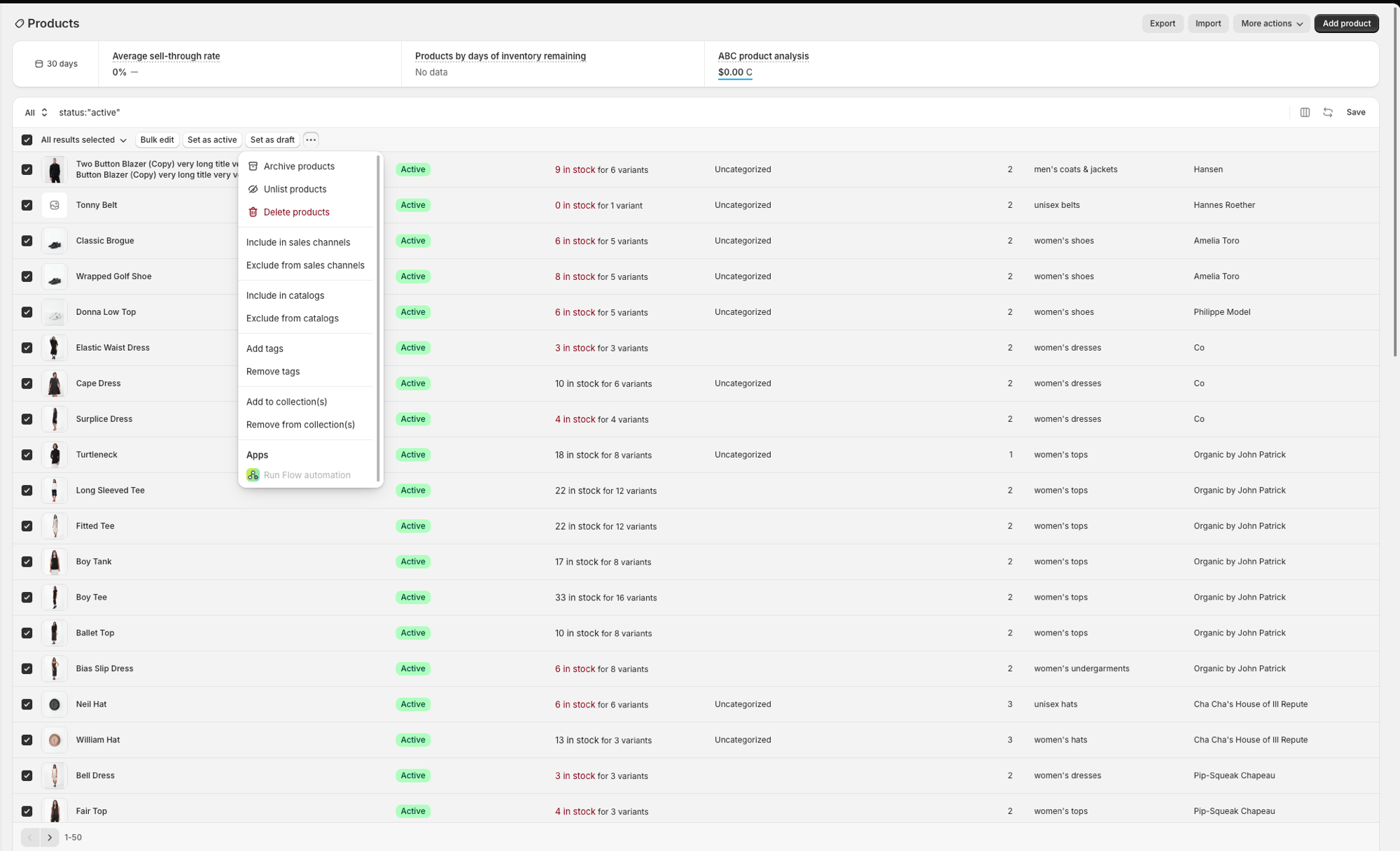 Include in sales channels menu option