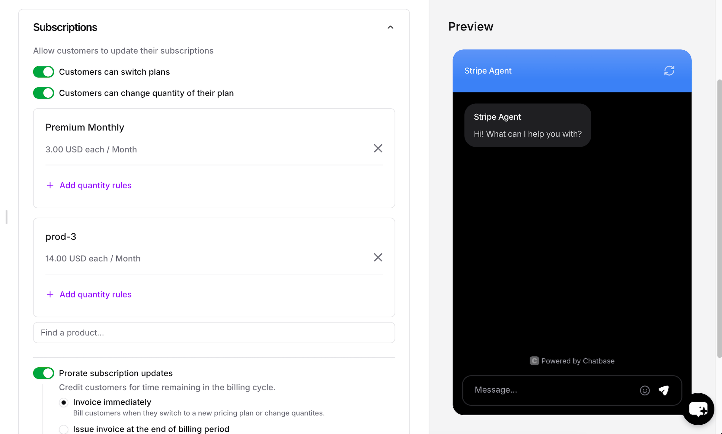 Configuring available subscription plans and options