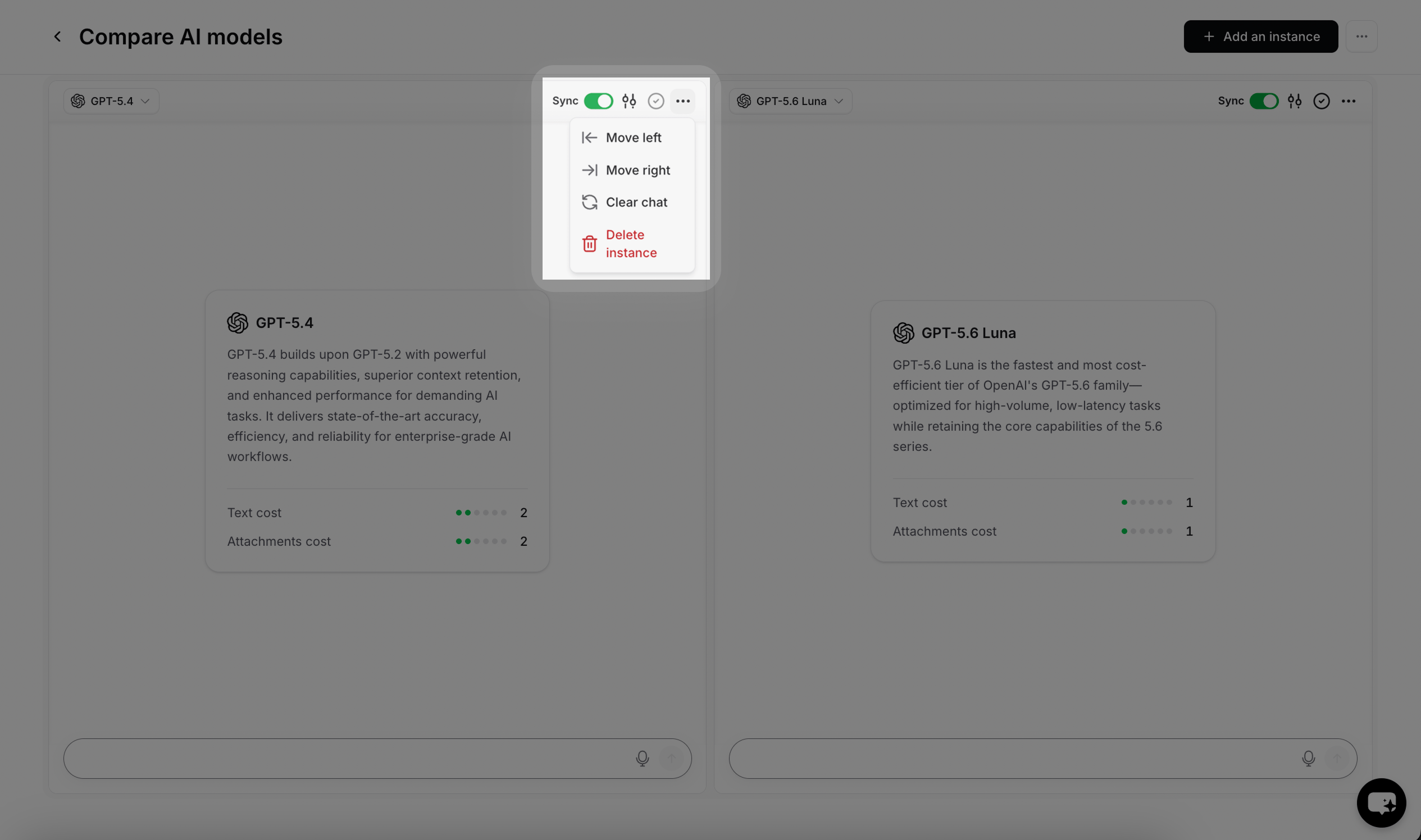 Playground Compare Actions