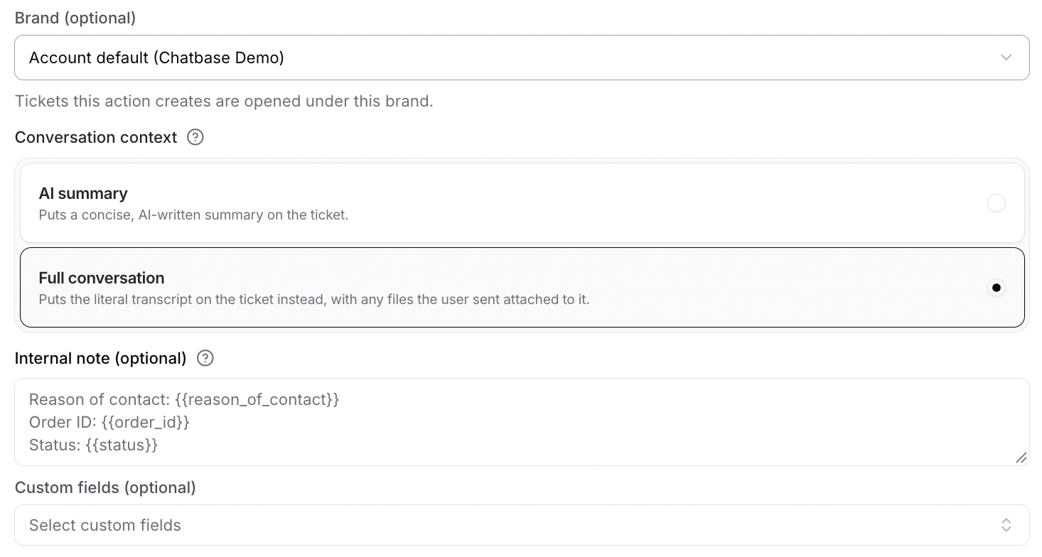 Zendesk details collection