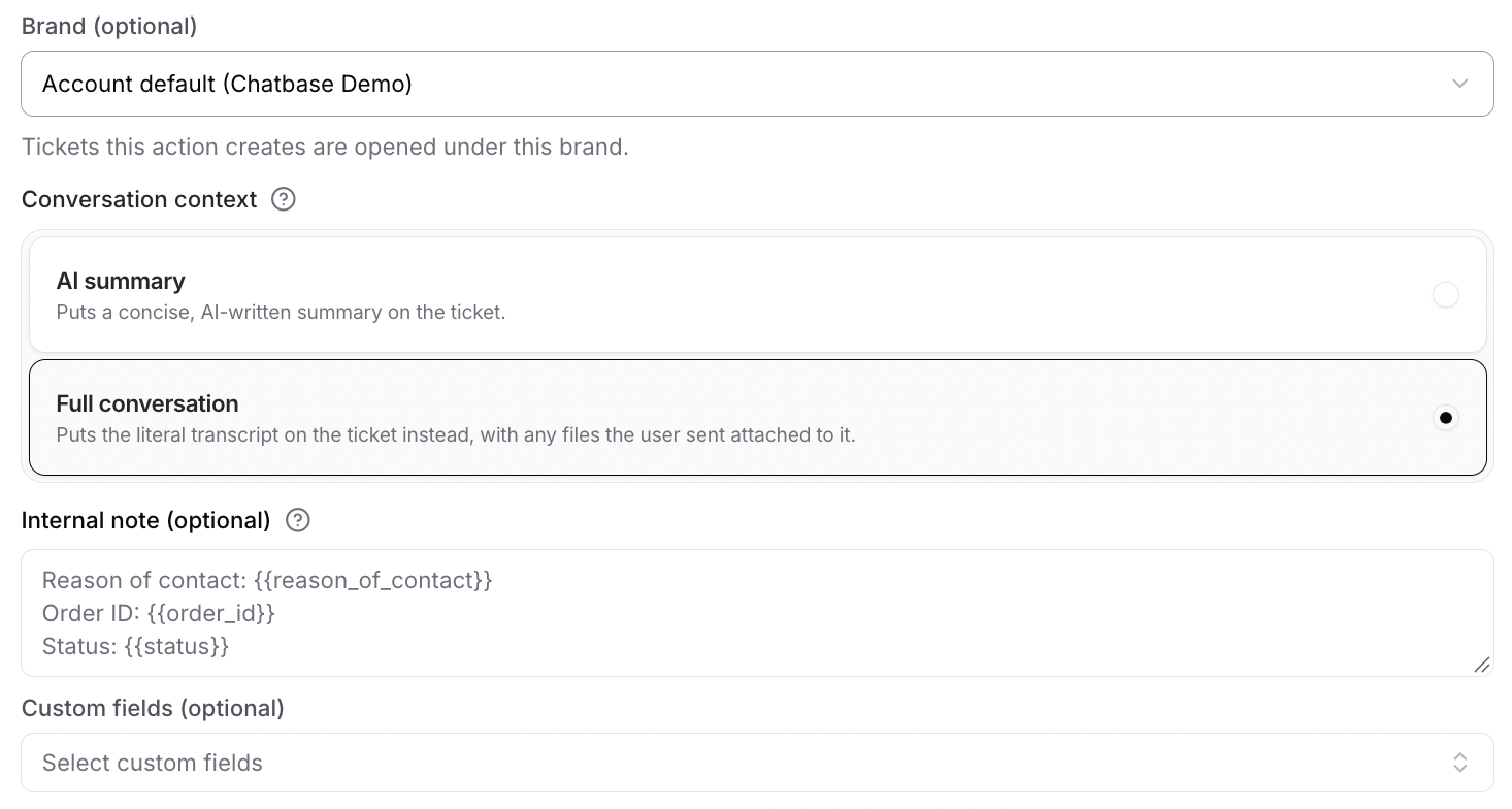 Zendesk details collection