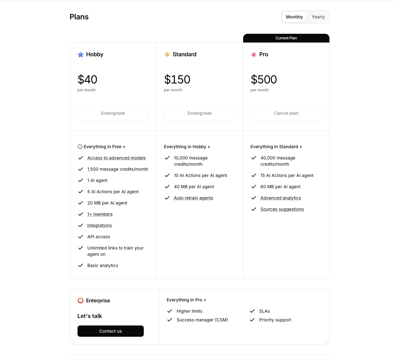 Workspace Settings Plans