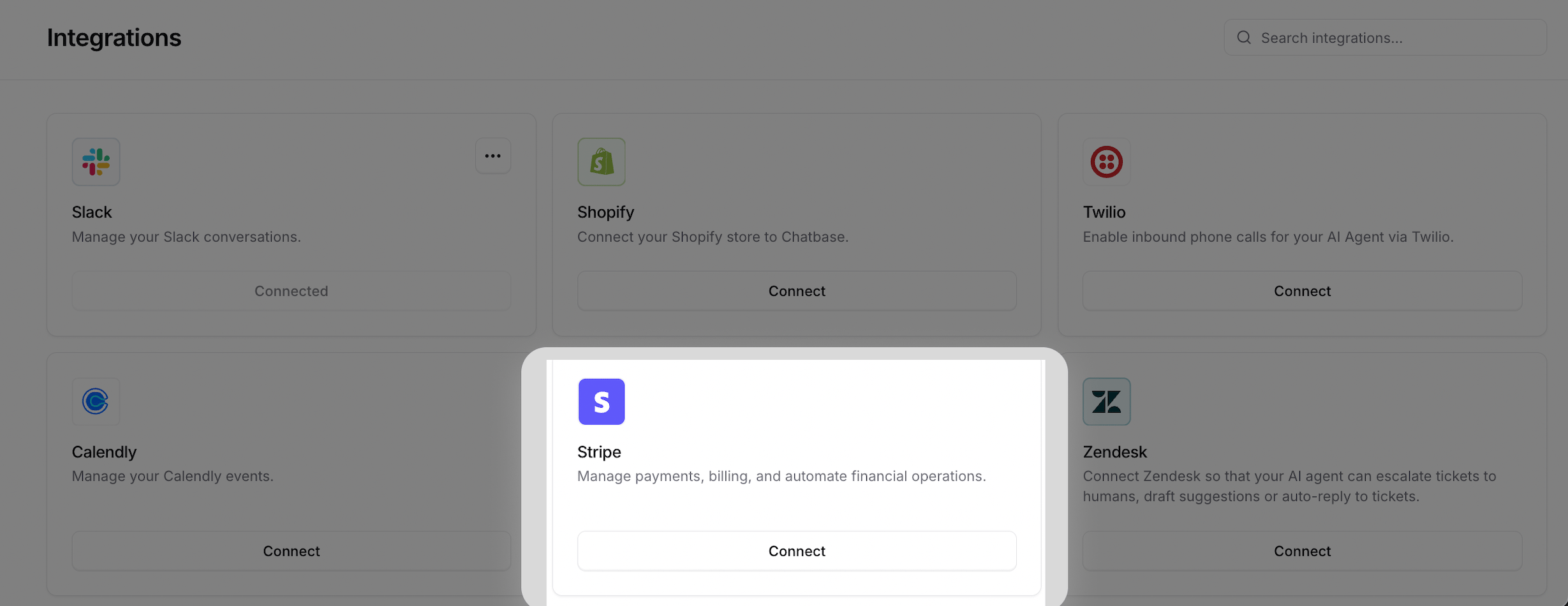 Integrations - Connect Stripe