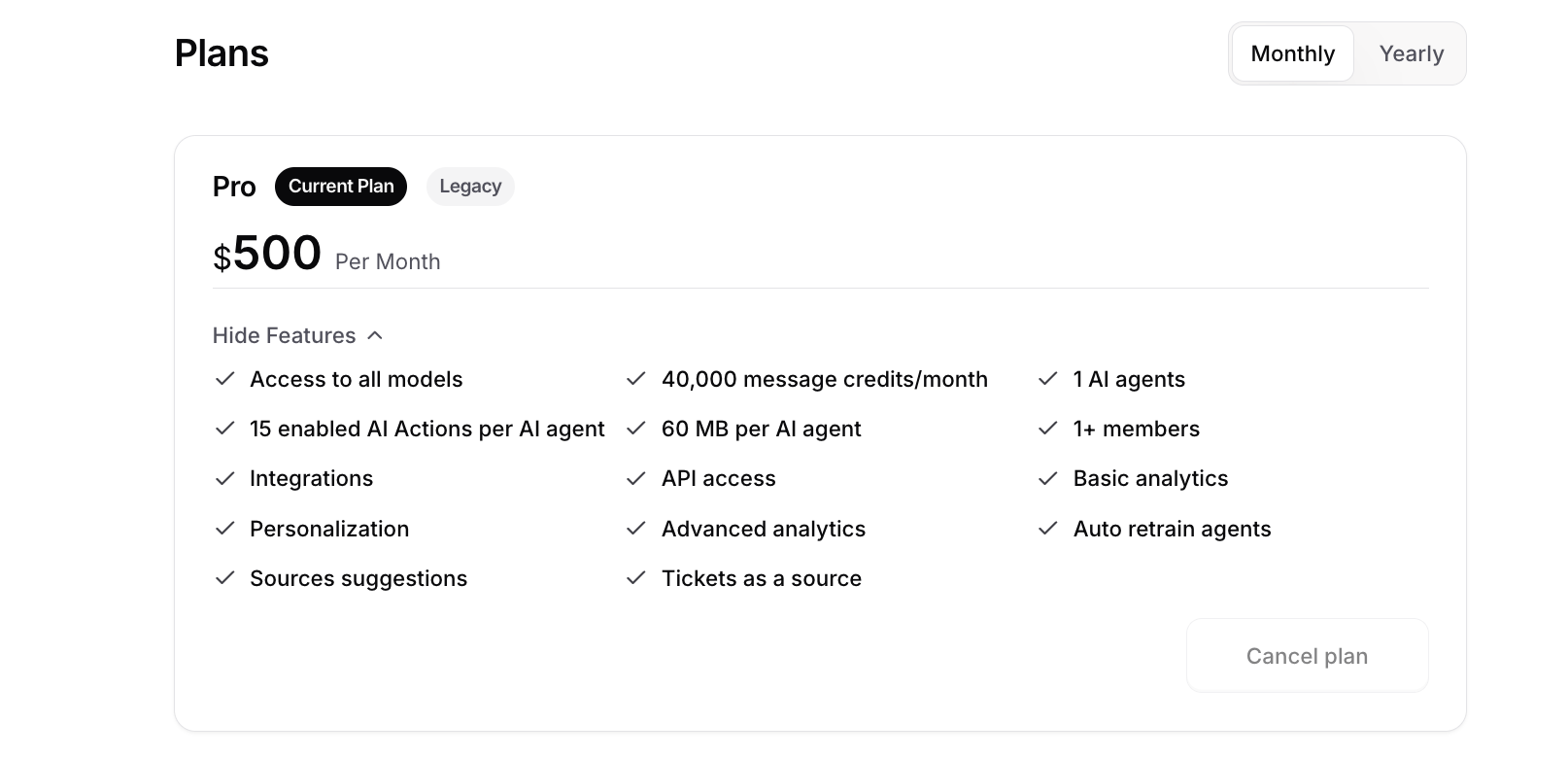 Workspace Settings Plans