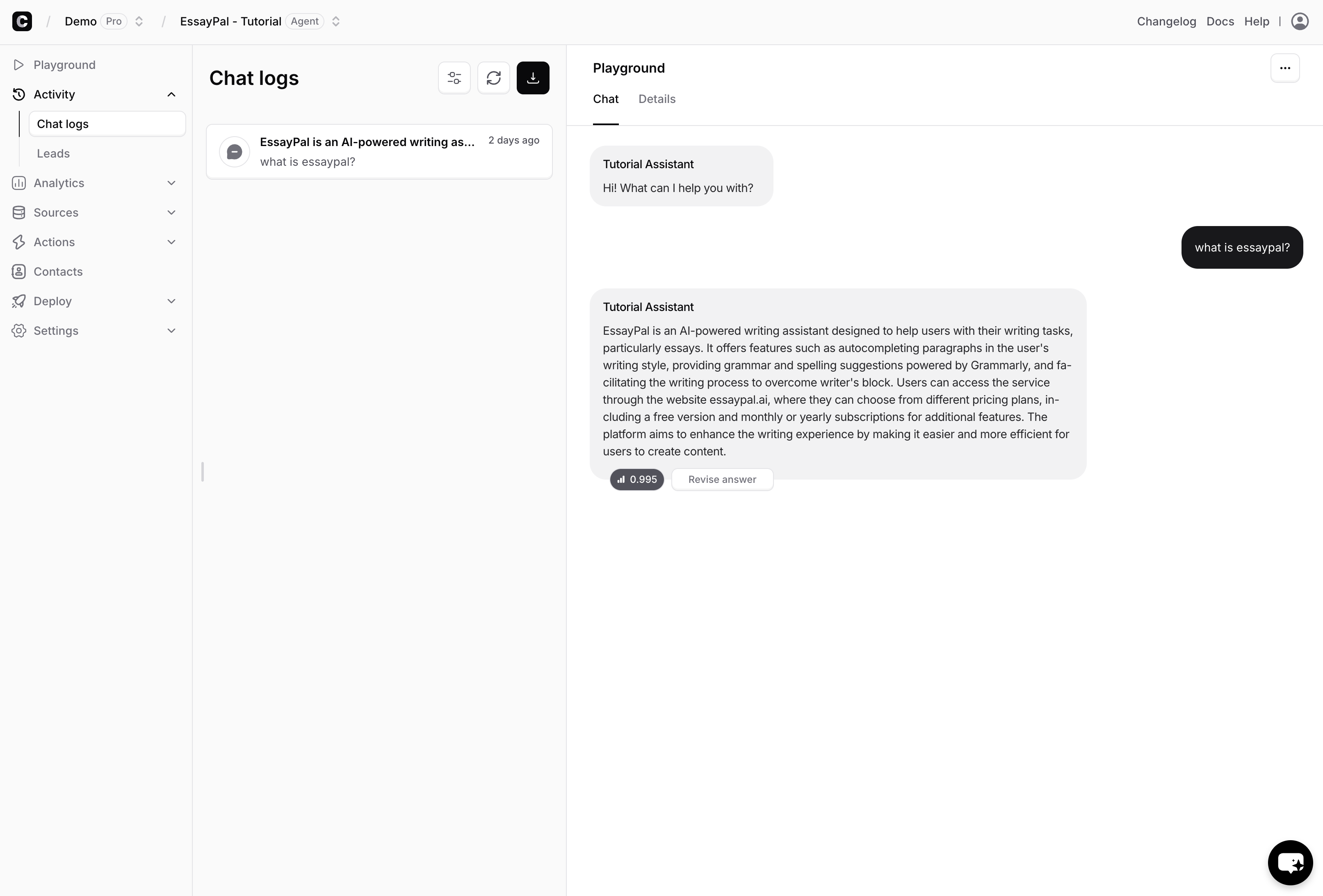 AI agent Activity Filters