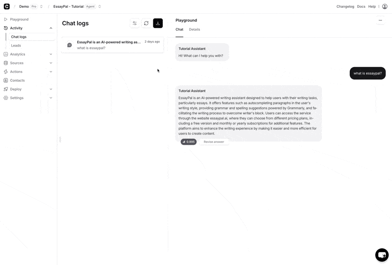 AI agent Activity Filters