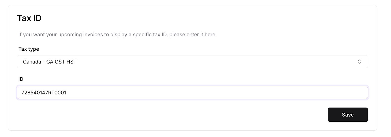 Team Settings Billing Tax
