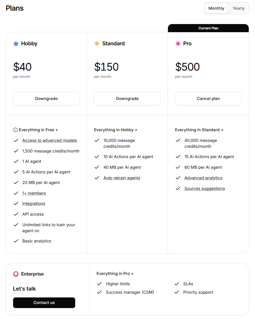 Workspace Settings Plans