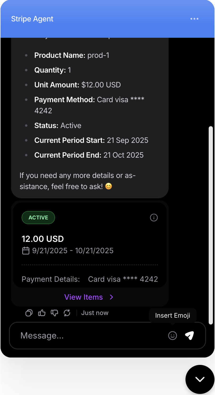 Configuring get subscription action with name and usage instructions