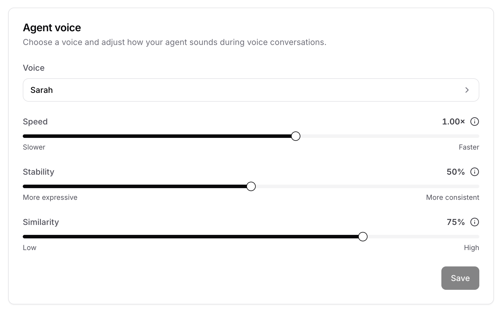 Voice agent voice settings