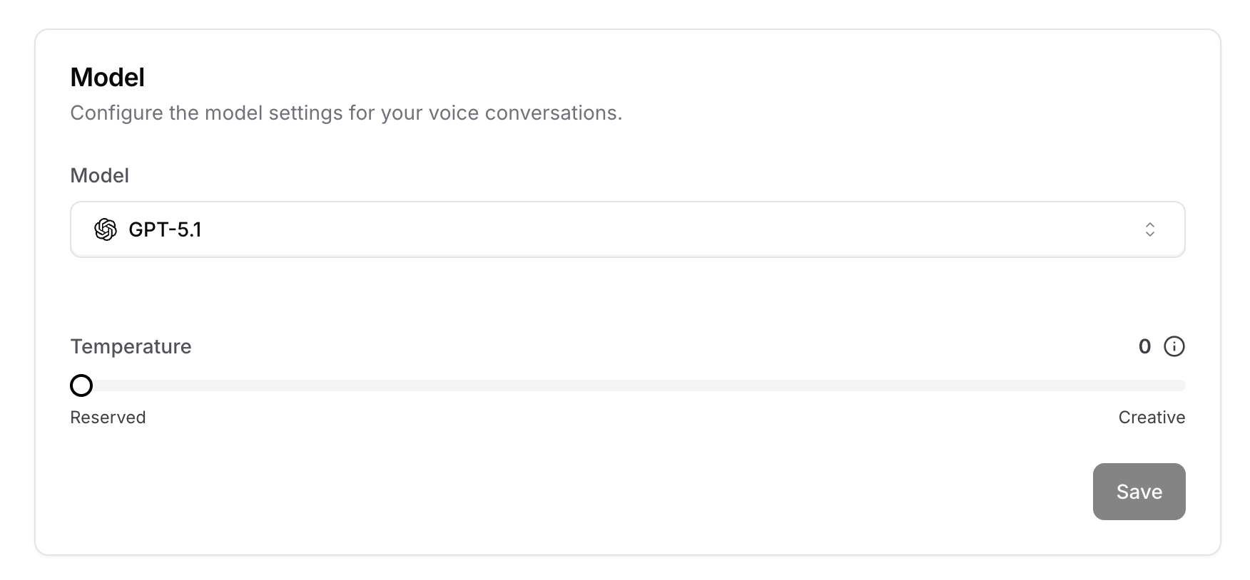 Voice model settings