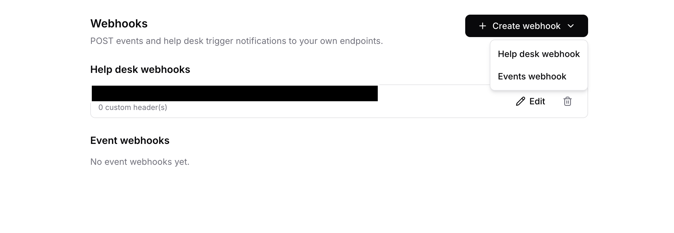 Webhooks configuration